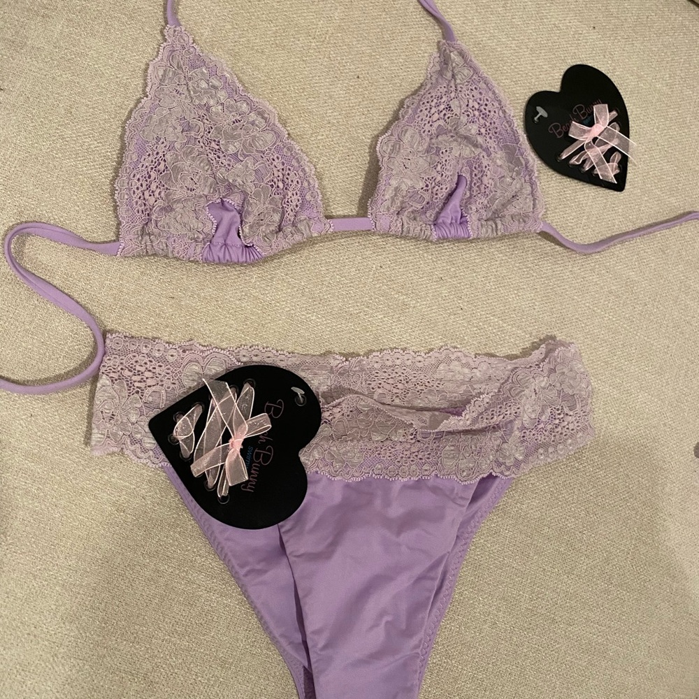 Lavender & Silver Beach Bunny Lady Lace Bikini